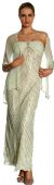 Full length Beaded Evening Dress with Shirred Bust in Sage